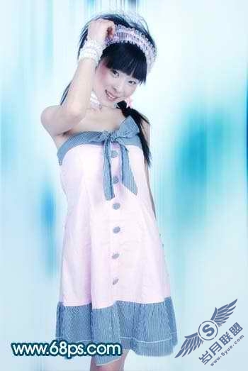 Photoshop给美女照片加上时尚动感背景