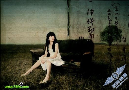 简单合成颓废的古风照片效果