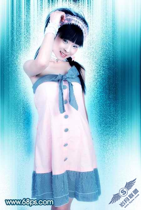 Photoshop给美女照片加上时尚动感背景