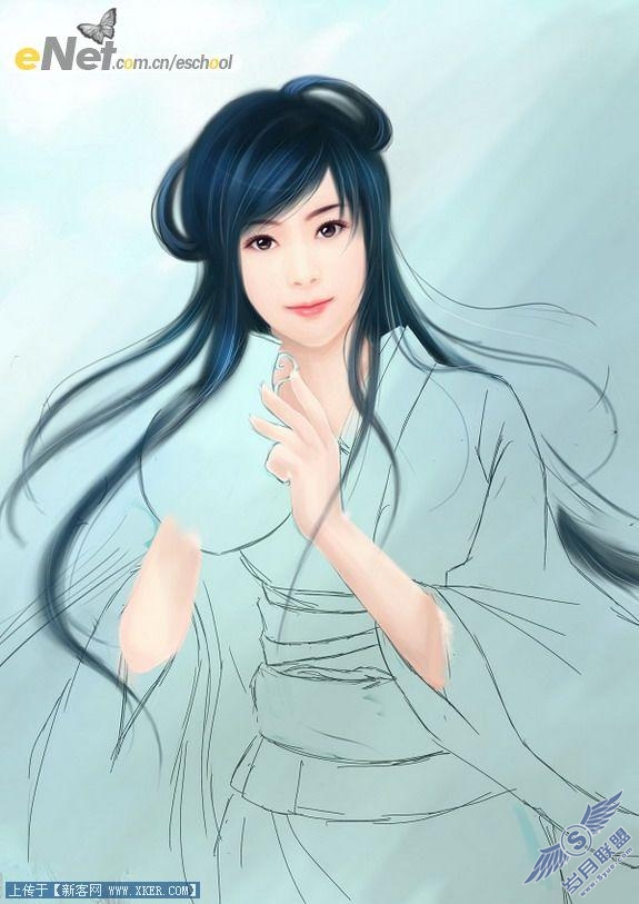 有女如莲 Photoshop手绘古典美女