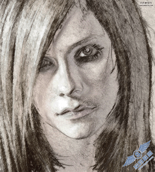 Photoshop快速制作美女铅笔素描特效