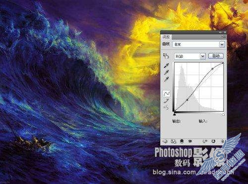 Photoshop制作暗夜梦幻的波涛效果图