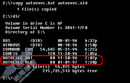 copy  autoexec.batdirǰĿ¼