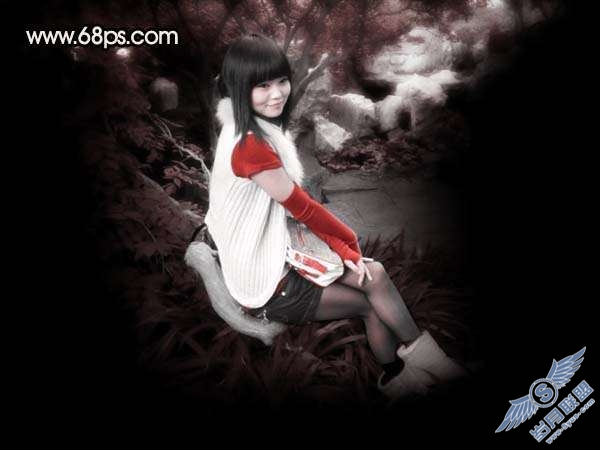 Photoshop照片处理：调出可爱暗红色的美女照片