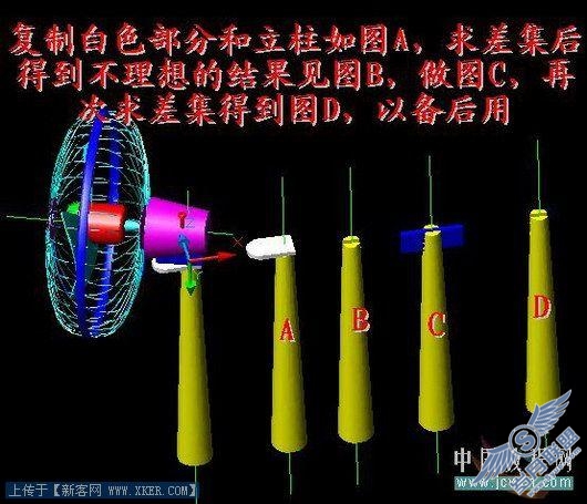 AutoCAD实例:坐式电风扇建模过程