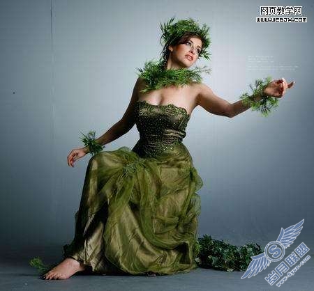 Photoshop合成教程：制作幽暗森林里的绿色魔女【图】_