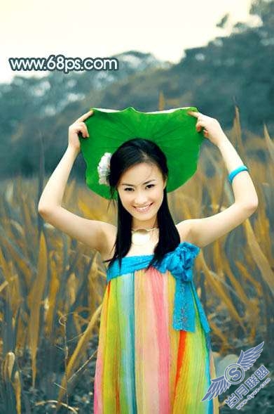Photoshop照片处理：调出古典暗黄色外景美女照片【图】_