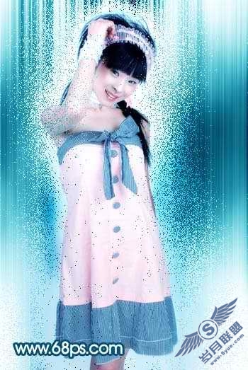 Photoshop给美女照片加上时尚动感背景