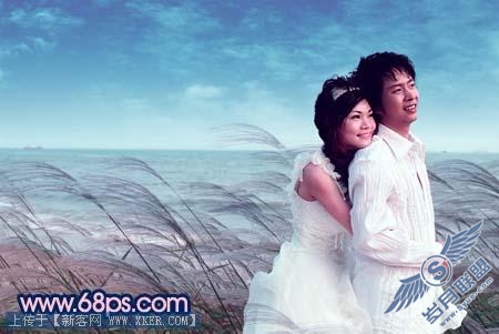 Photoshop打造浪漫的海景婚片