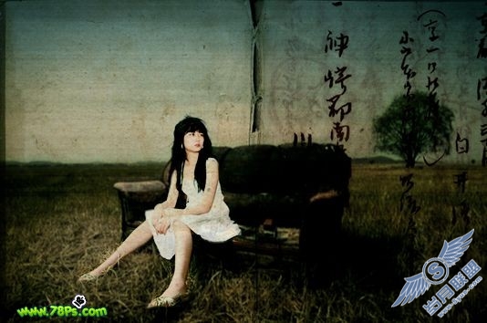 简单合成颓废的古风照片效果