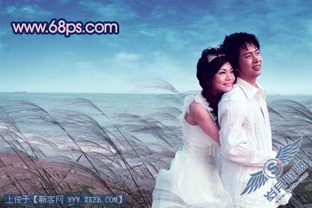 Photoshop打造浪漫的海景婚片