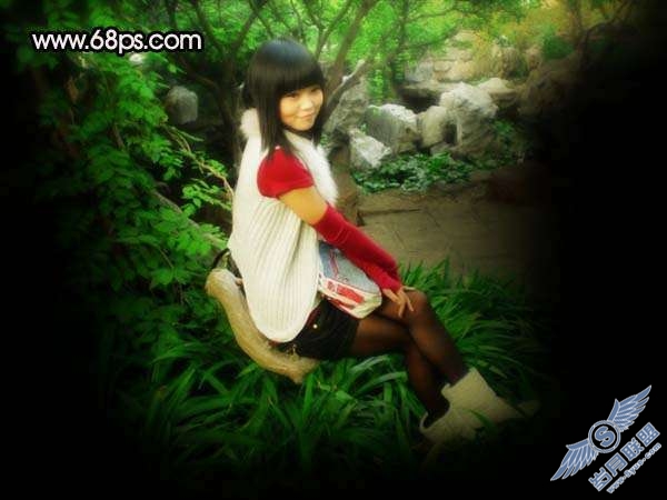 Photoshop照片处理：调出可爱暗红色的美女照片