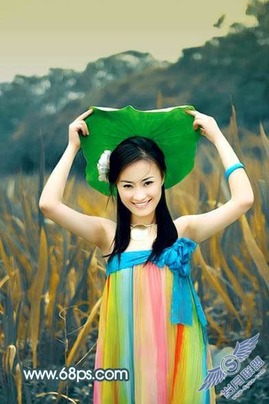 Photoshop照片处理：调出古典暗黄色外景美女照片【图】_