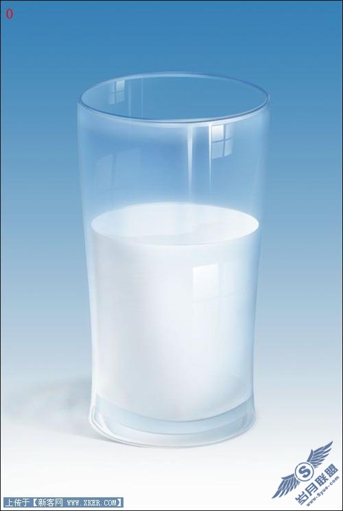 Photoshop鼠绘实例:装着牛奶的玻璃杯