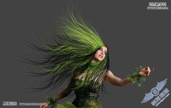 Photoshop合成教程：制作幽暗森林里的绿色魔女【图】_