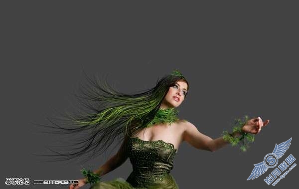 Photoshop合成教程：制作幽暗森林里的绿色魔女【图】_