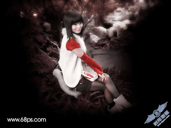 Photoshop照片处理：调出可爱暗红色的美女照片
