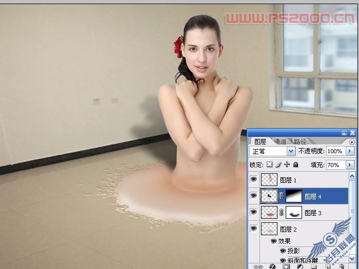Photoshop教程:美女下半身融化特效