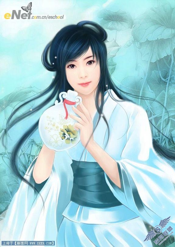 有女如莲 Photoshop手绘古典美女