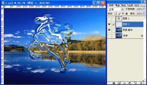 photoshop合成水面上飞奔的水马【图】_