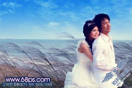 Photoshop打造浪漫的海景婚片