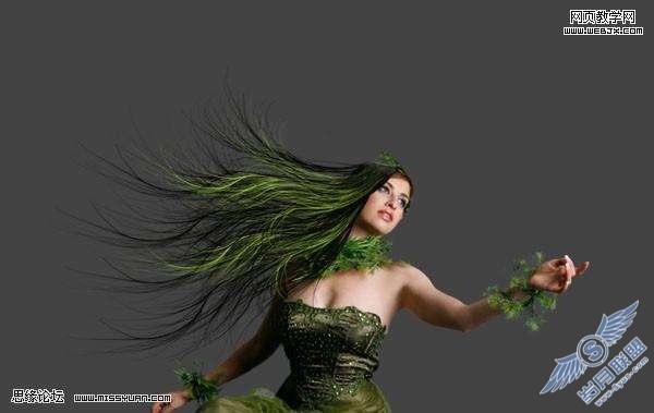 Photoshop合成教程：制作幽暗森林里的绿色魔女【图】_