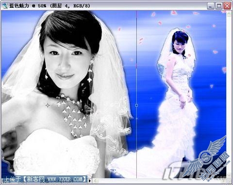 Photoshop婚纱照处理:蔚蓝梦幻风格(8)