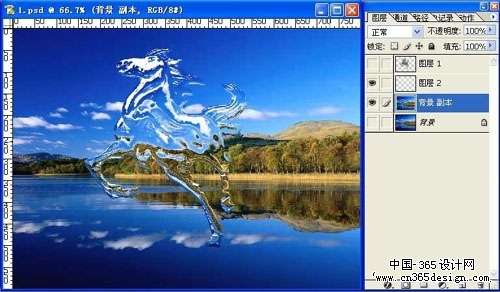 photoshop合成水面上飞奔的水马【图】_