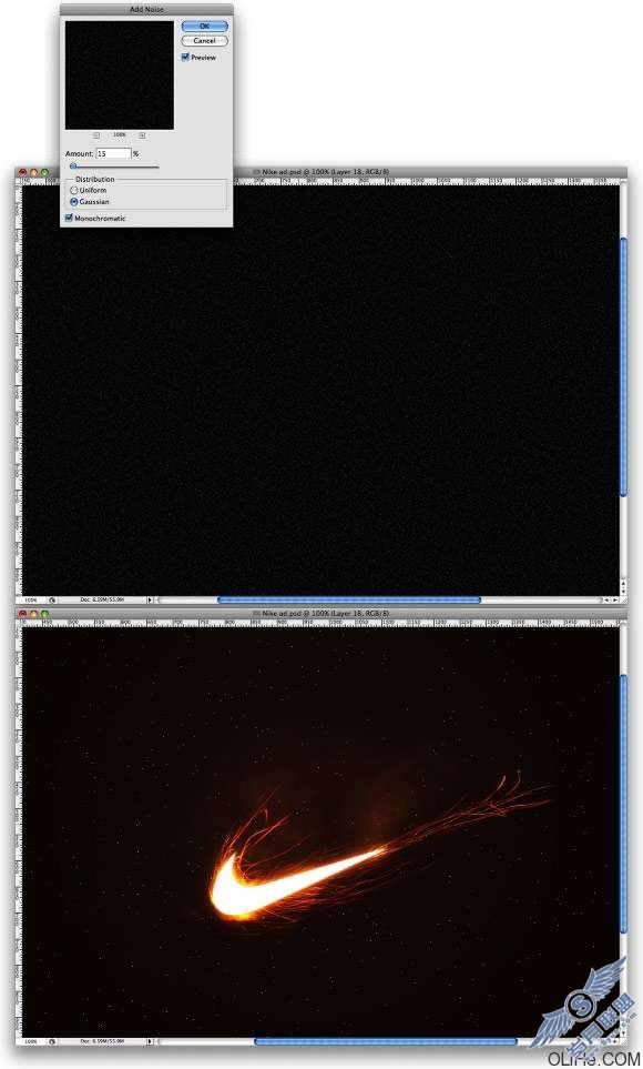 Photoshop制作火焰效果耐克标志【图】_