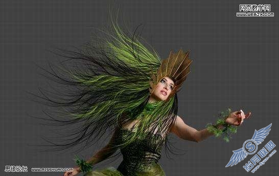 Photoshop合成教程：制作幽暗森林里的绿色魔女【图】_