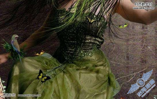 Photoshop合成教程：制作幽暗森林里的绿色魔女【图】_