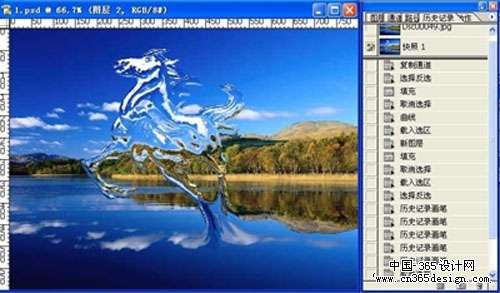 photoshop合成水面上飞奔的水马【图】_