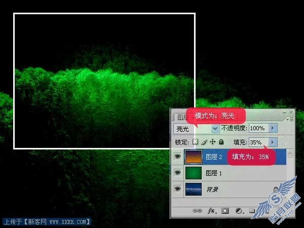 Photoshop简单制作绿色暗调风景图