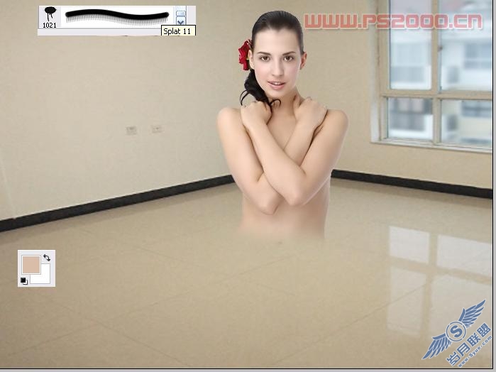 Photoshop教程:美女下半身融化特效
