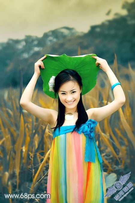 Photoshop照片处理：调出古典暗黄色外景美女照片【图】_