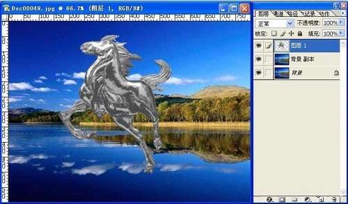 photoshop合成水面上飞奔的水马【图】_