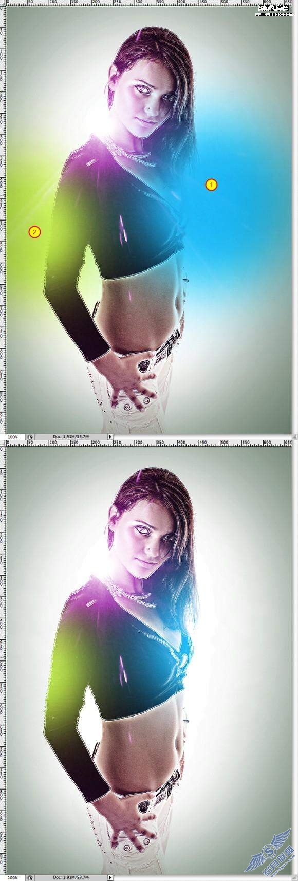 Photoshop教程:美女照片添加时尚炫舞光线特效