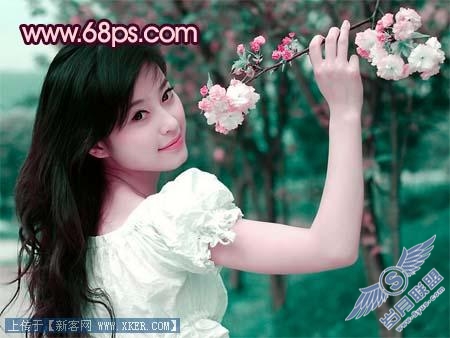 Photoshop调出漂亮MM甜美的挑花色