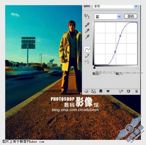 Photoshop教程:金色调的公路上的人物照片