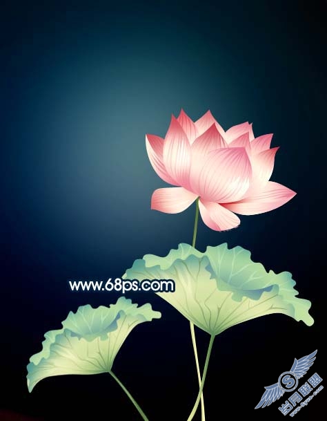 Photoshop制作一张漂亮的荷花插画