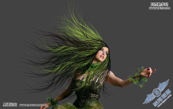 Photoshop合成教程：制作幽暗森林里的绿色魔女【图】_