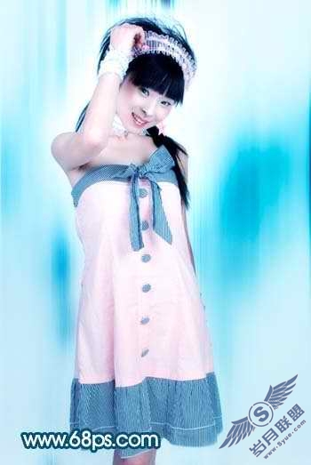 Photoshop给美女照片加上时尚动感背景