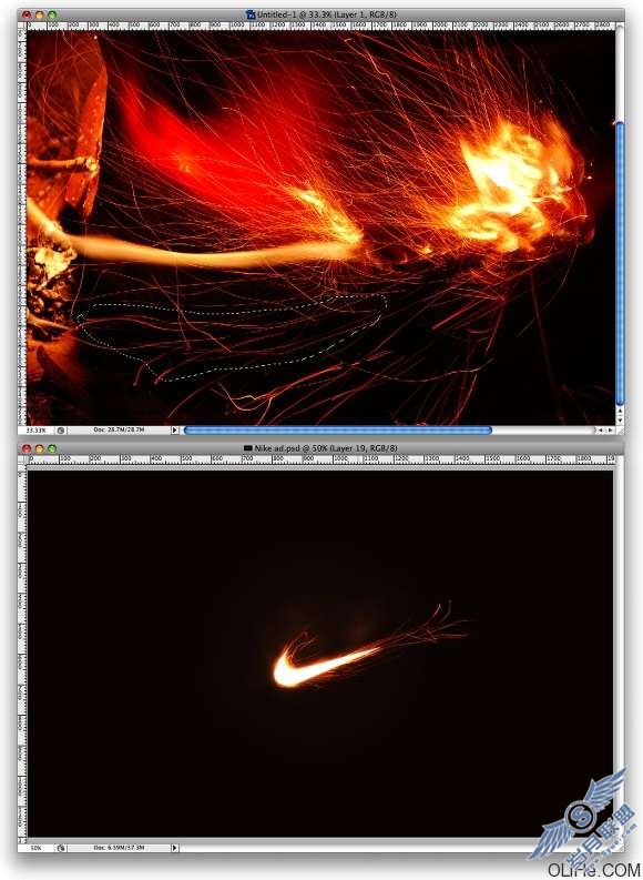 Photoshop制作火焰效果耐克标志【图】_