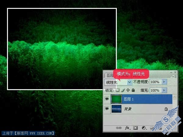 Photoshop简单制作绿色暗调风景图