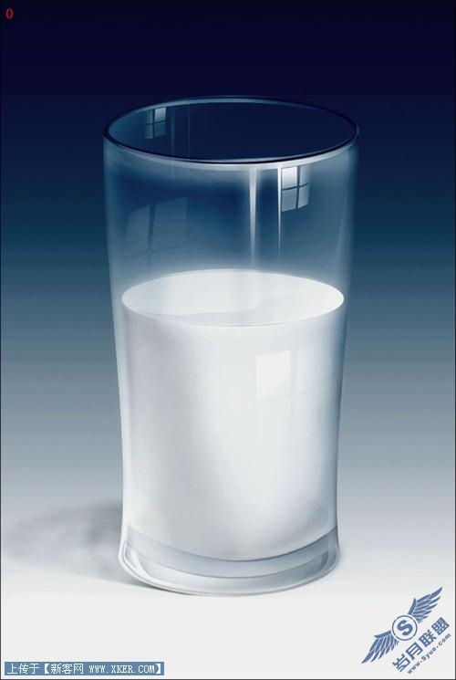 Photoshop鼠绘实例:装着牛奶的玻璃杯