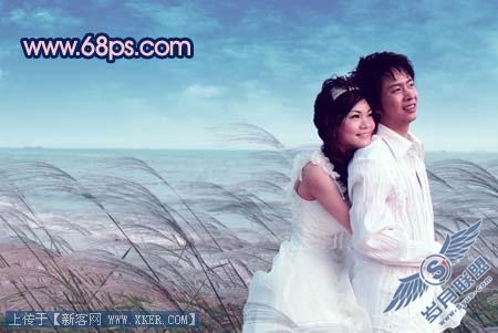 Photoshop打造浪漫的海景婚片