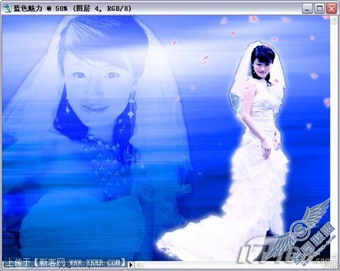 Photoshop婚纱照处理:蔚蓝梦幻风格(8)
