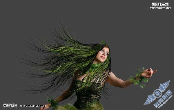 Photoshop合成教程：制作幽暗森林里的绿色魔女【图】_