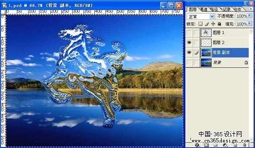 photoshop合成水面上飞奔的水马【图】_