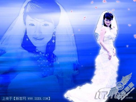 Photoshop婚纱照处理:蔚蓝梦幻风格
